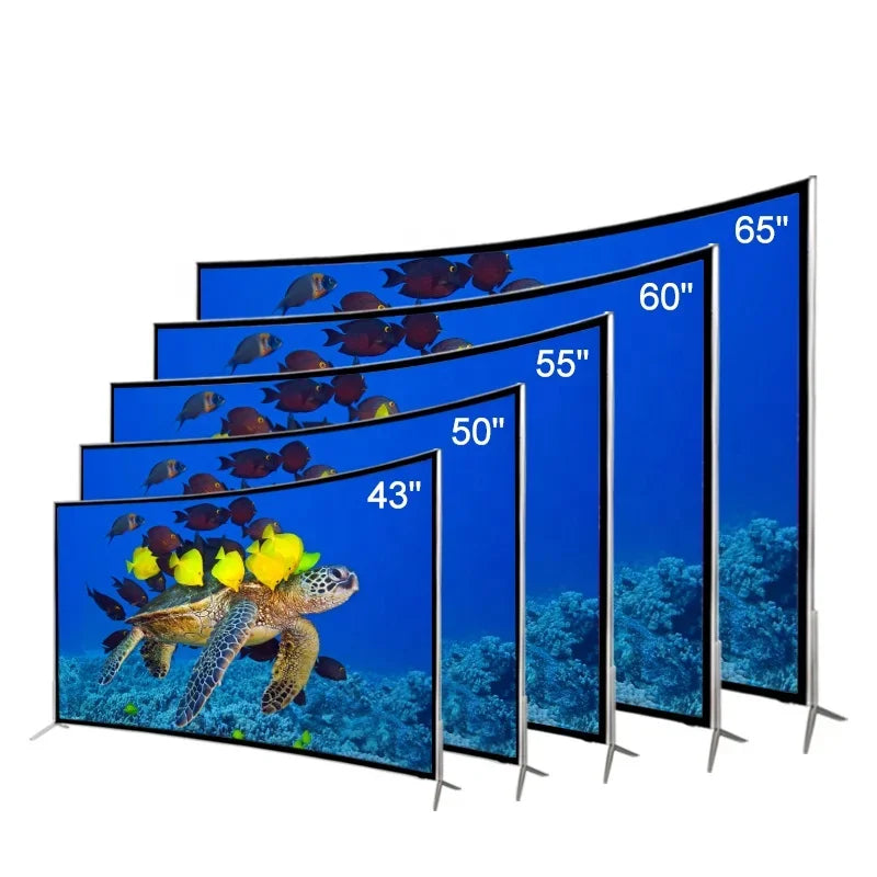 Wholesale LED TV Curved Screen 55 Inch Metal Frame Smart Android LCD TV Ultra HD 4K Smart Television 43 50 65 75 Inch For Option