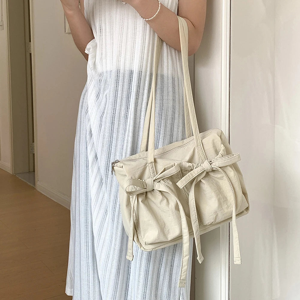 Women Casual Tote Handbag Zipper Closure Fashion Shoulder Purse Solid Color Simple Shopping Bag Girls Outdoor Daily Bag