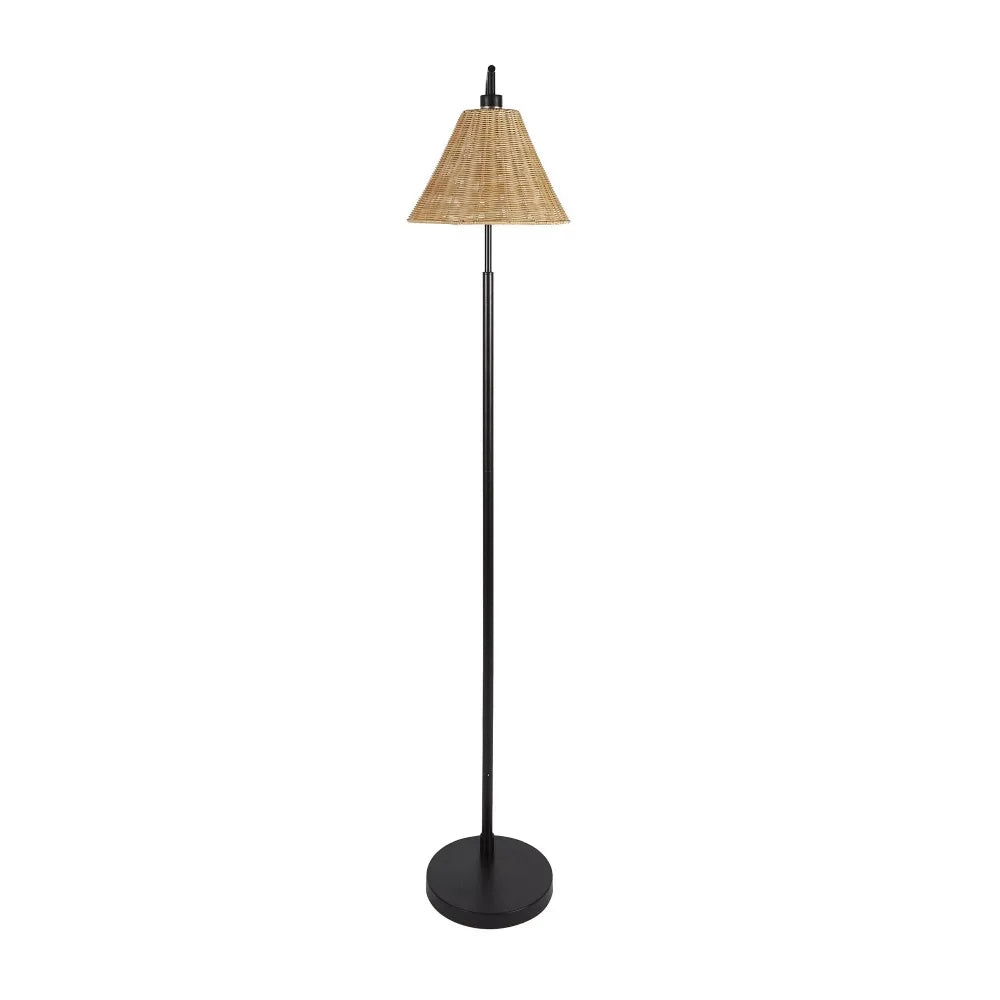 Floor Lamp Living Room Decor Free Shipping Black Metal and Rattan Floor Lamp With 7-Watt LED Bulb Standing Lamps for Living Room
