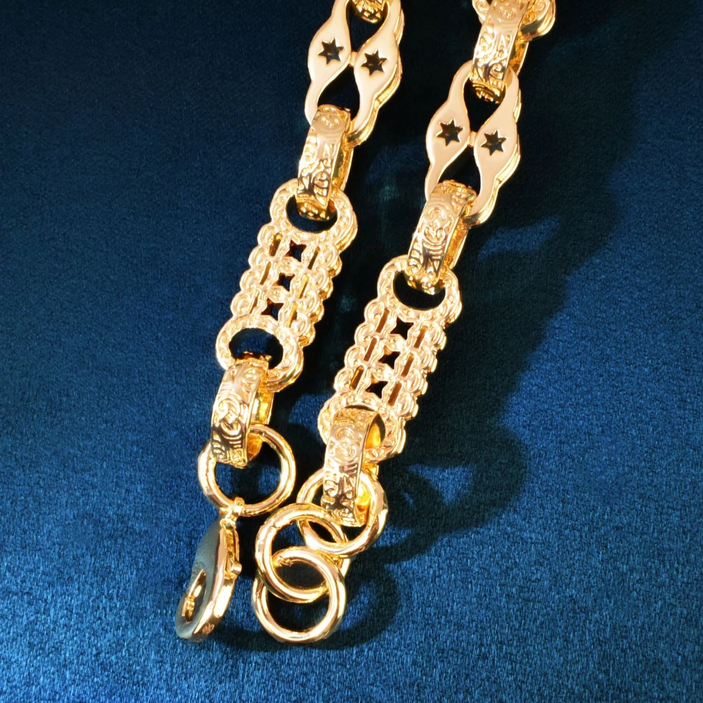 CUC Gold Color Men's Necklace 10mm 18K Plated Copper Cuban Link Fashion Hip Hop Punk Jewelry  For Gift
