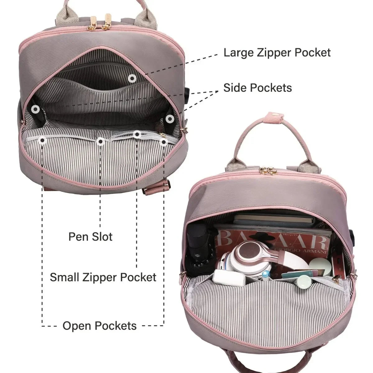 Fashion Travel Backpack Women USB Charging Laptop Lightweight Handbag School Bags For Girls Multifunctional Suitcase Backpacks