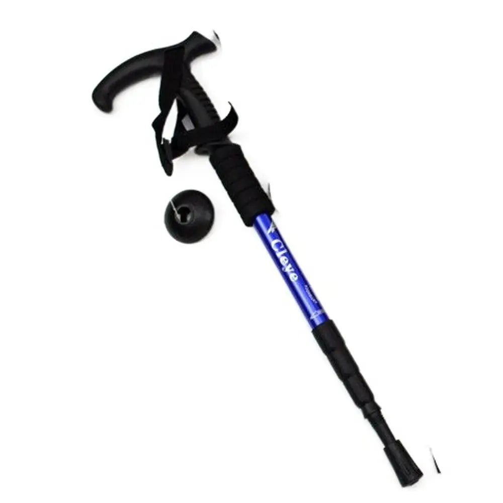 4 Section Trekking Poles Folding Non-slip Walking Stick Aluminium Alloy Ergonomic Handle Design Foldable Crutches Hiking