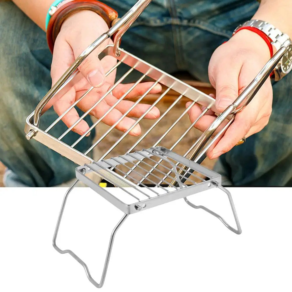 Camping Folding Grill Stand Camping BBQ Table Grill Outdoor Portable Brazier Grate Stove Rack Tools Gas Stand Camping Wood M4M0