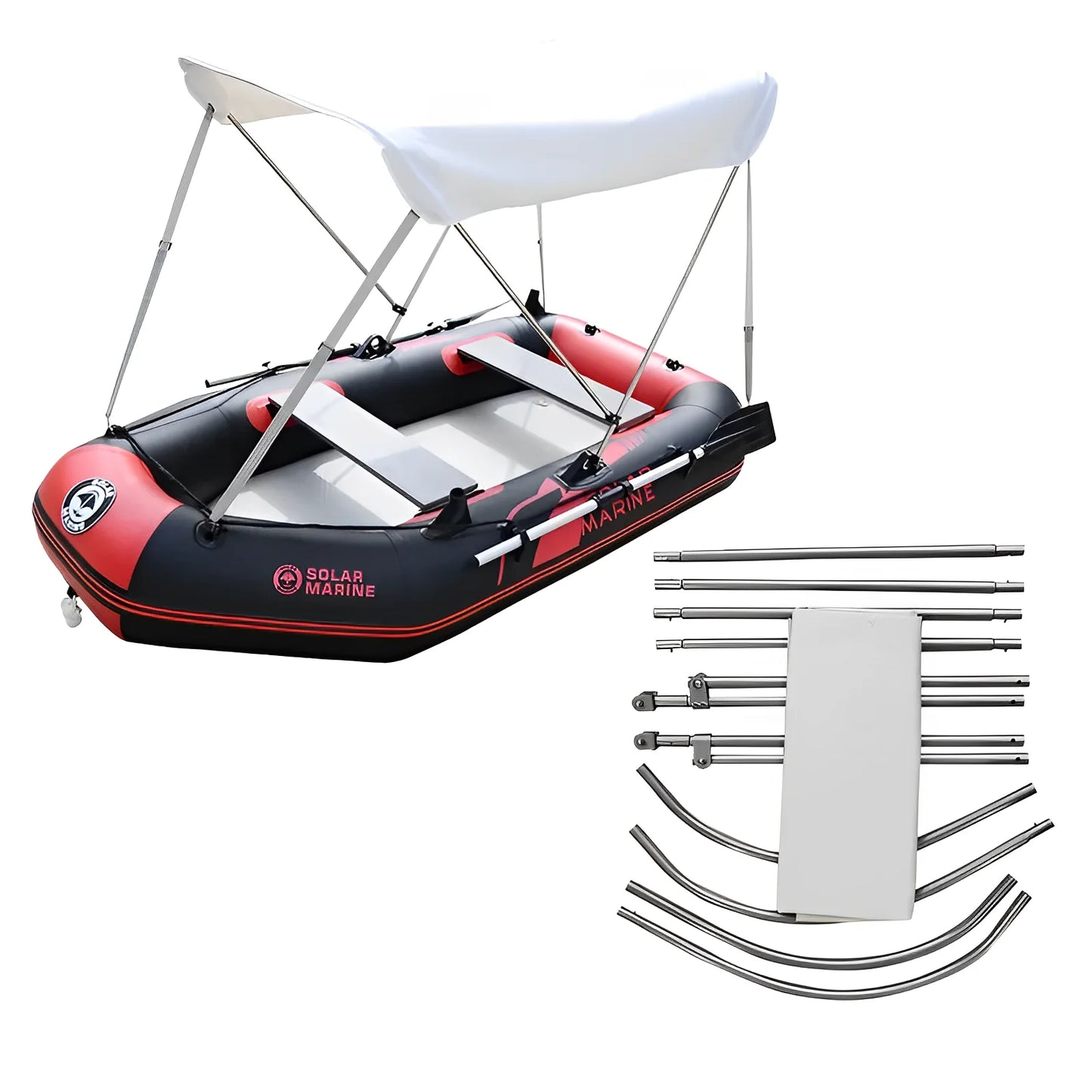 Solarmarine PVC Inflatable Fishing Boat Awning, Portable, Detachable, Easy to Assemble, Sun Protection, Solid, Universal Size
