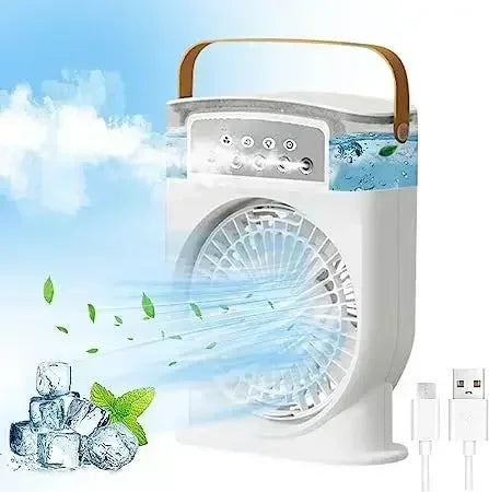 3 In 1 Portable Fan Air Conditioner Humidifier Cooling USB Fan Air Cooler LED Night Light Water Mist Humidification Fans