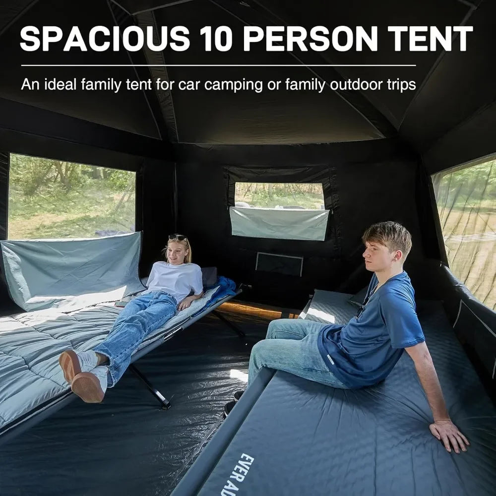 10 Person Camping Blackout Tent Multi Room Tent for Family Portable Cabin Tent for Outdoor Large Tents with Rainfly Carry Bag