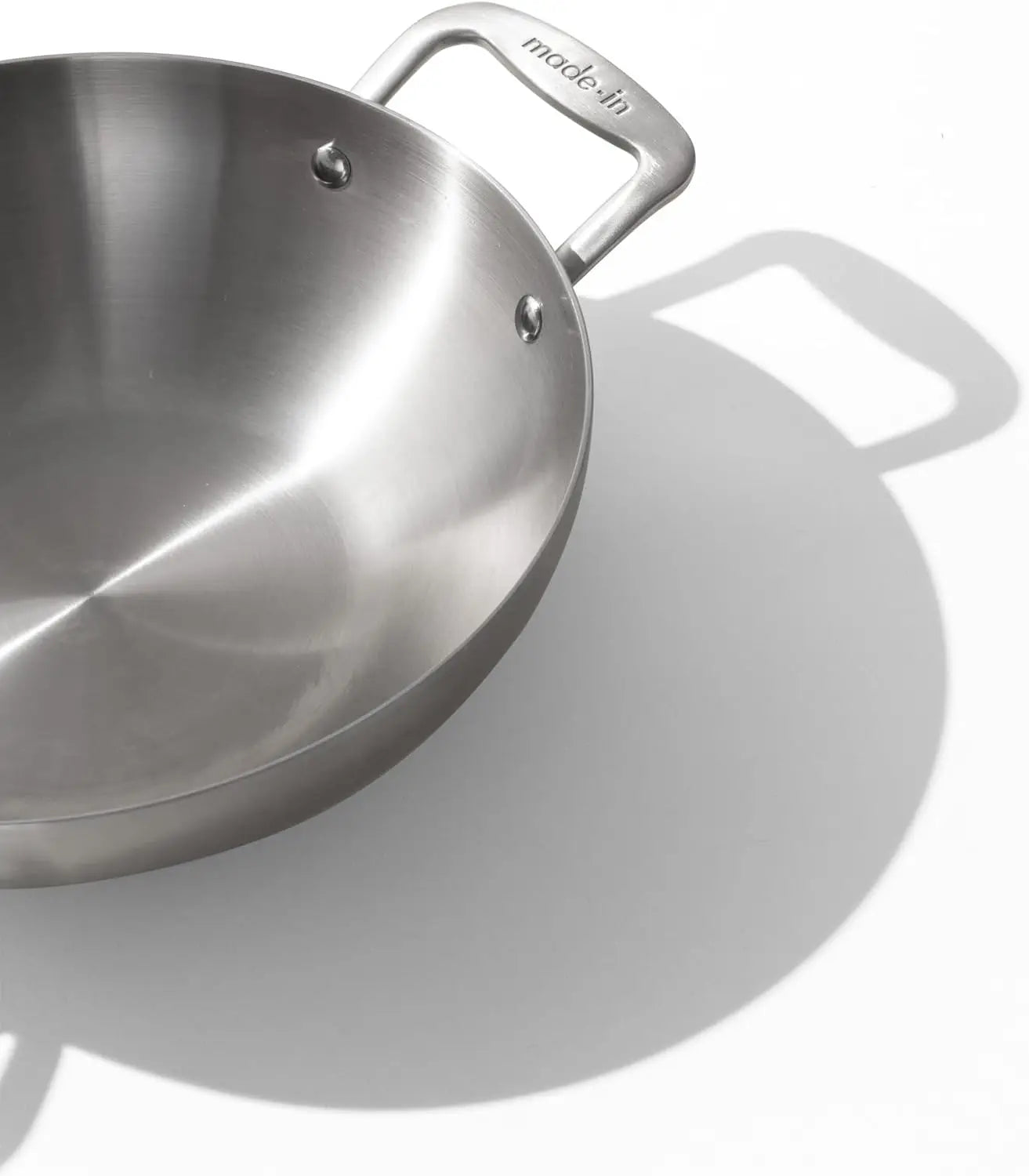 10" Stainless Steel Kadai Pan - 5 Ply Stainless Clad - Professional Cookware - Induction Compatible