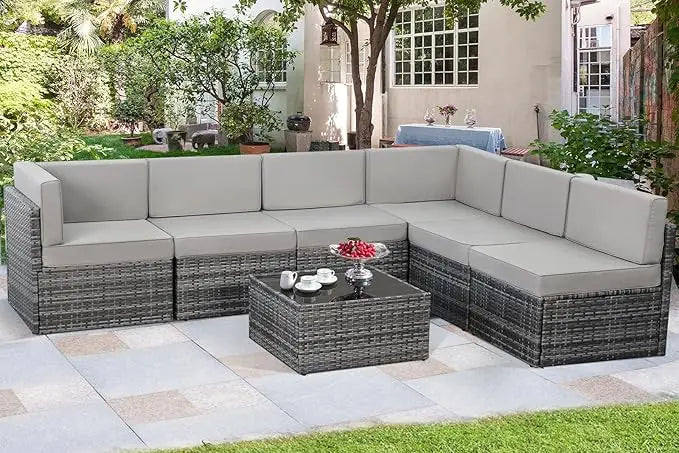 Outdoor Patio Furniture Set, Outdoor Sectional Conversation Furniture Chair with Coffee Table, Garden