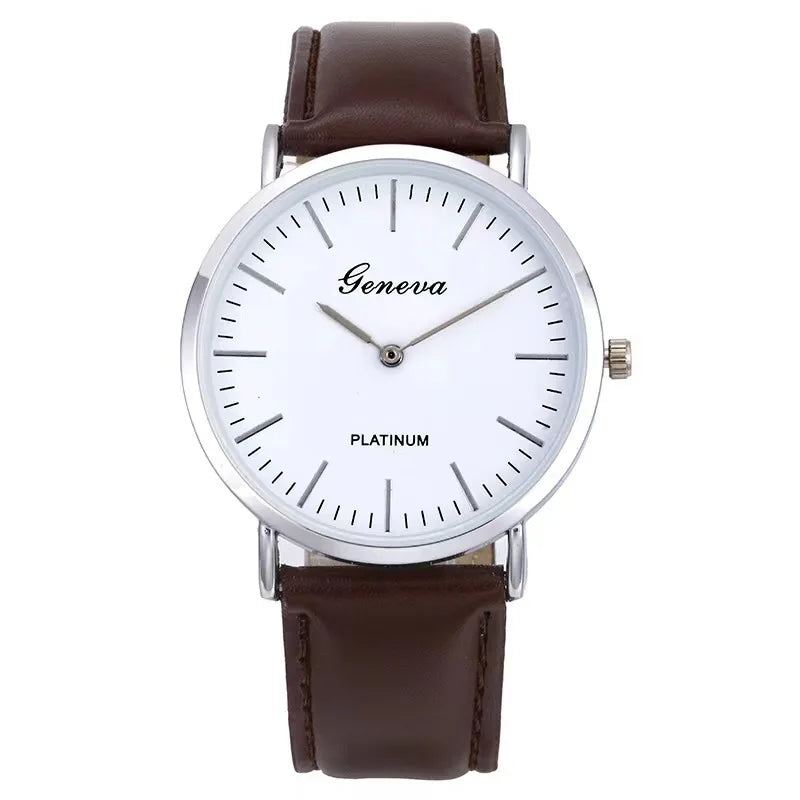 WOKAI high quality casual men's belt quartz watch classic retro Roman simple style business male student electronic clock