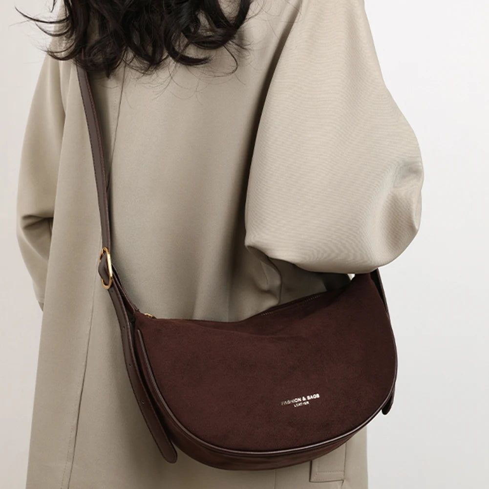 Shoulder Bag For Women Men Adjustable Strap Crossbody Bag Suede With Inner Pocket Hobo Bag Dumpling Bag Makeup Diagonal Package