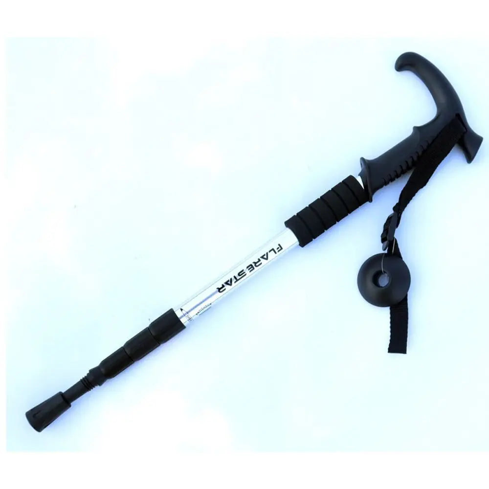 4 Section Trekking Poles Folding Non-slip Walking Stick Aluminium Alloy Ergonomic Handle Design Foldable Crutches Hiking