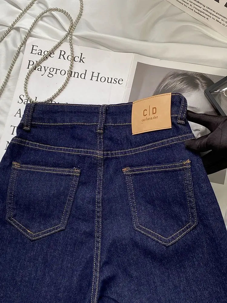 Blue Straight Jeans for Women Early Autumn Autumn 2025 New High Waist Slimming Loose Drooping Wide-Leg Pants