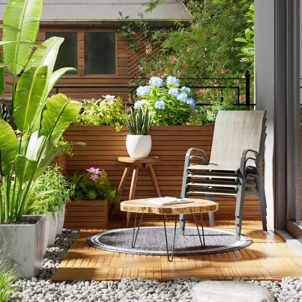 Patio Dining Chairs Set of 4, Outdoor Furniture Chairs, Breathable Seat Fabric and Alloy Steel Frame for Backyard, Porch, Garden