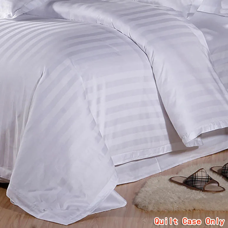 Quilt Case for Bed Top 5 Stars Hotel Quality Smooth Glossy Full Cotton White Parallel Lines 100% Cottons Bedding Bag Duvet Cover