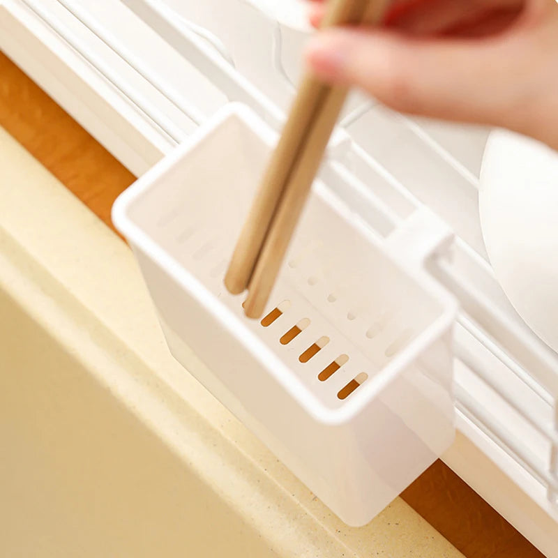 Kitchen Plastic Chopsticks Holder Wall Hanging Cutlery Drainage Basket Storage Box Kitchen Tableware Holder Spoon Drain Basket