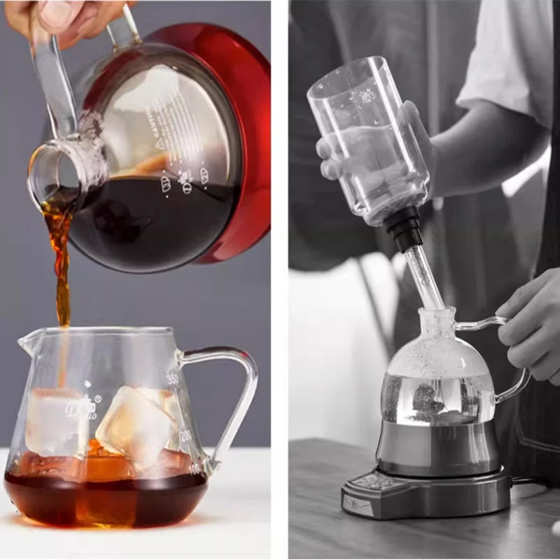 Japanese Style Electric Siphon coffee maker 3 cups vacuum Coffee machine Brewer Drip Tea Siphon Glass Pot filter Espresso maker