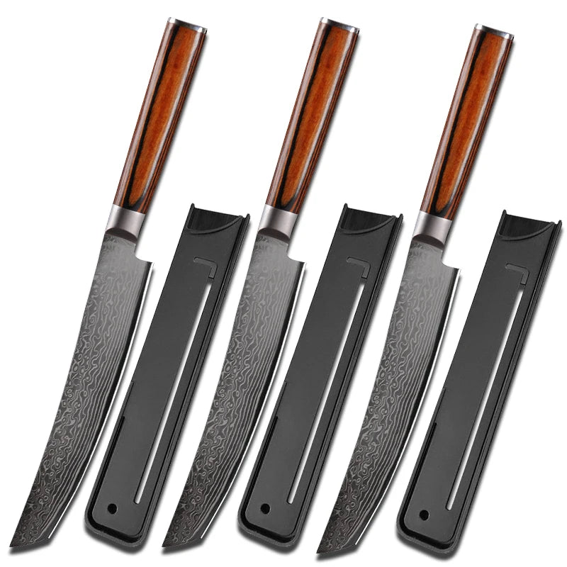 Damascus Steel Japanese Chef Knife Kitchen Meat Cleaver Slicing Boning Barbecue Cutting Sushi Knife Professional Cooking Tools