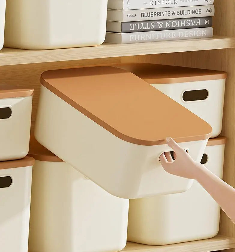 Desktop Storage Box with Lid Ideal for Storing Household Items Clothes and Toys Plastic Snack Storage Box with Lid