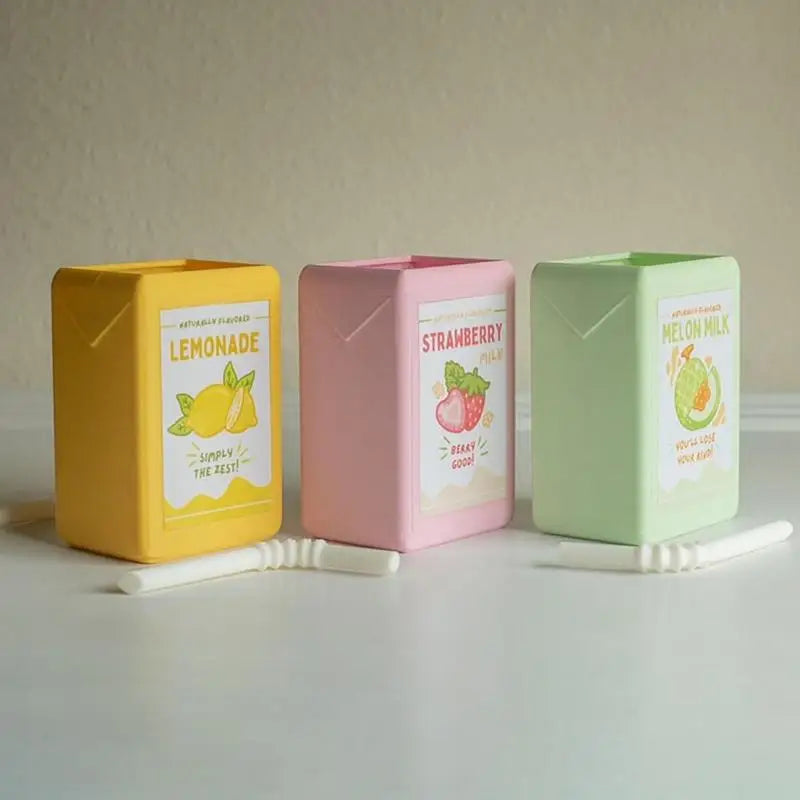 Kawai Flower Pots Juice Box Flower Pot Beverage Plastic Vase Succulents Cactus Flowers Pot Decor Planter For Plant Cute Gift