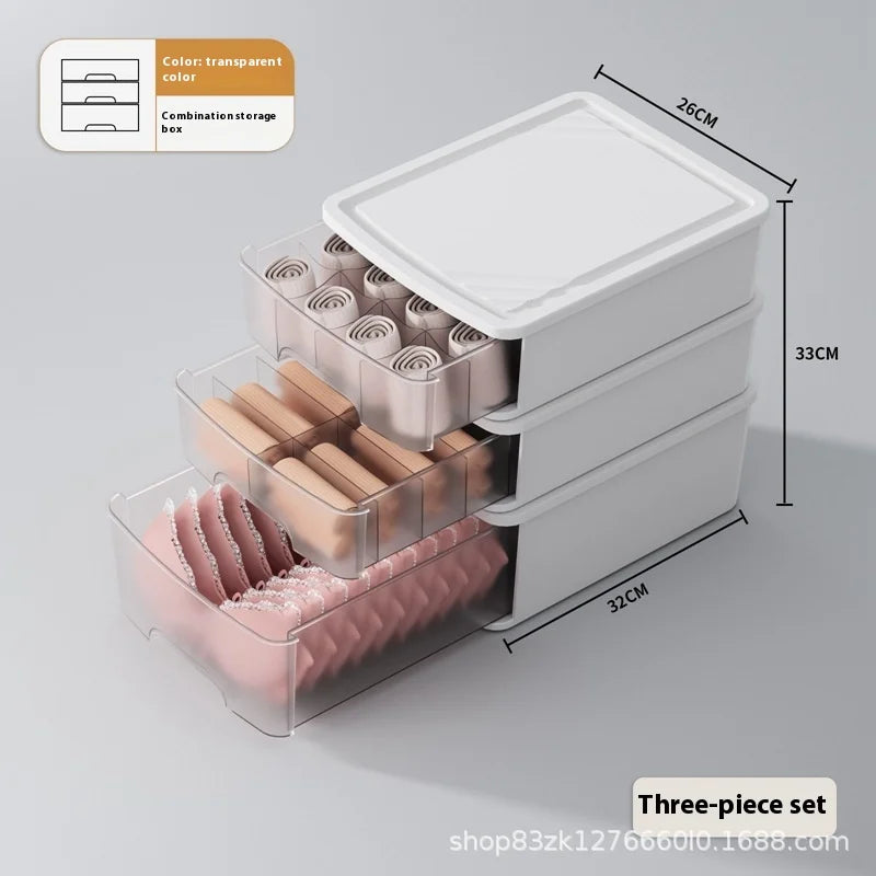 Hot new home underwear storage box solid color drawer wardrobe partition tidy home artifact bra underwear socks storage box