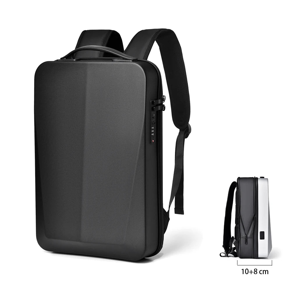 Men's 15.6" Laptop Backpack Waterproof Anti-theft Expandable Business Travel Bag Technology Style Hard Shell Backpack USB Charge