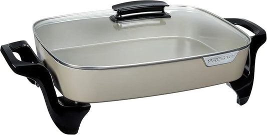 Skillet Nonstick Extra-Large with Lid - 16" Inch Ceramic Cooking Deep Fry Pan, Serves 6-8 People, for Roast, Bake, Stew, Sauce,