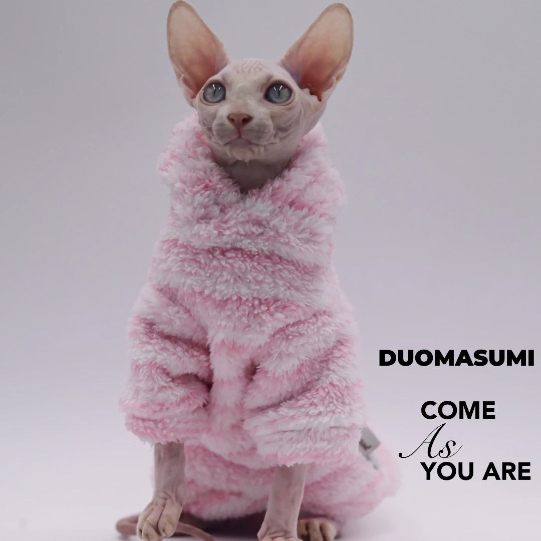MinkFleece Pet  cardigan Autumn winter thick jacket for cat Sphinx Clothing hairless cat clothes Devon warm dresses for cats