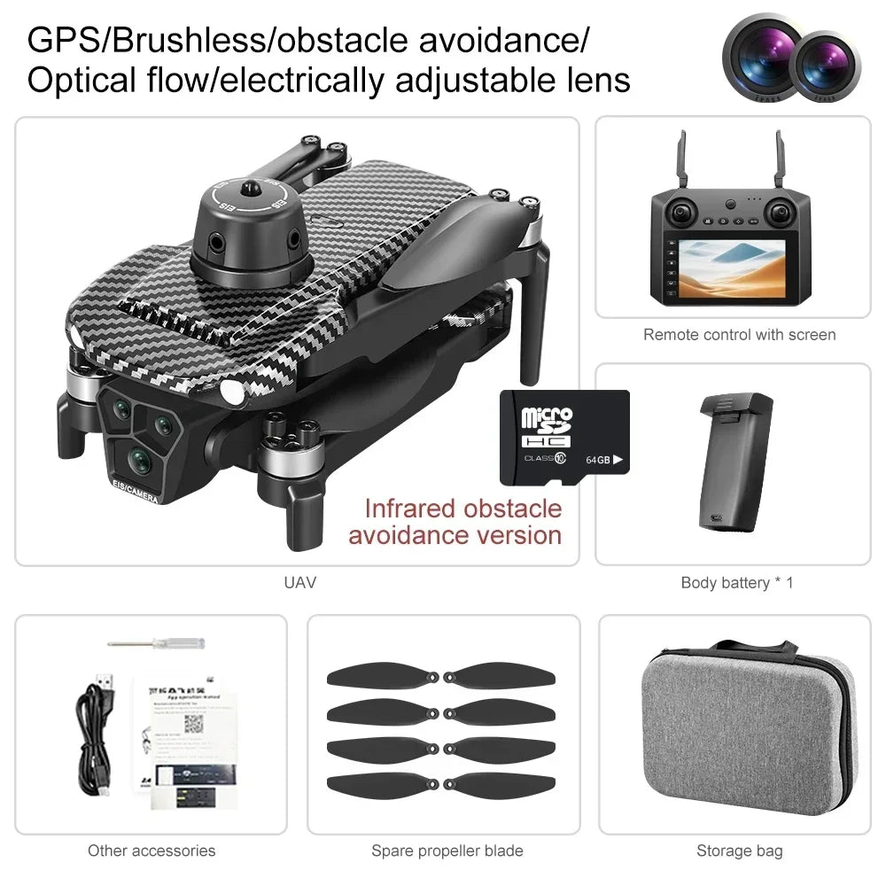 GPS Drone With 4.5inch LCD Remote Control Toys Brushless Motor RC Quadcopter 5G Digital Transmission 4K Drone With Camera U198