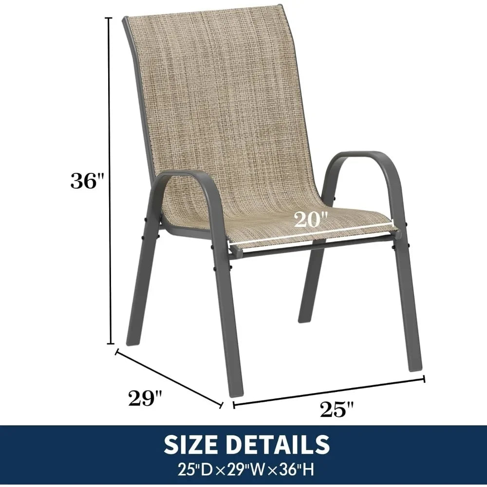 Patio Dining Chairs Set of 4, Outdoor Furniture Chairs, Breathable Seat Fabric and Alloy Steel Frame for Backyard, Porch, Garden