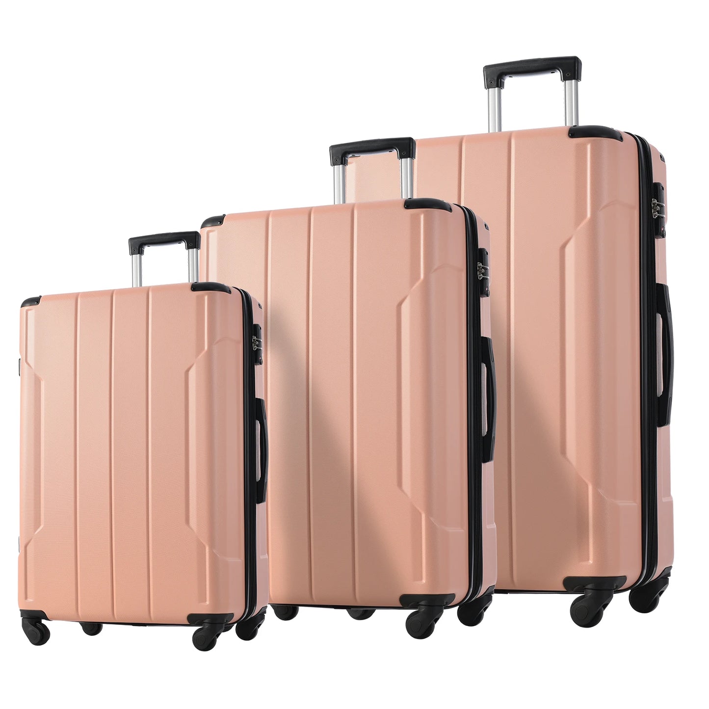 3 PCS ABS Rolling Luggage with Spinner Wheels 24'' 28'' Expandable Travel Suitcase TSA Approved Lock 3-level Telescopic Handle