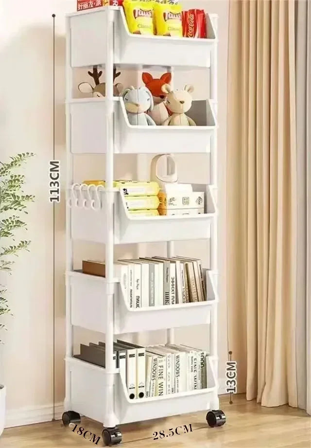 Trolley Bookshelf Kitchen Storage Rack Kitchen Corner Narrow Slit Storage Cabinet Bathroom Living Room Home Organizer Gifts