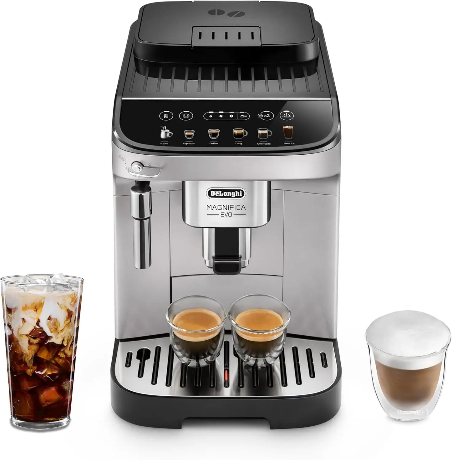 Magnifica Evo Automatic Espresso & Coffee Machine with Automatic Milk Frother for Latte,Cappuccino, Iced Coffee,Built-in Grinder