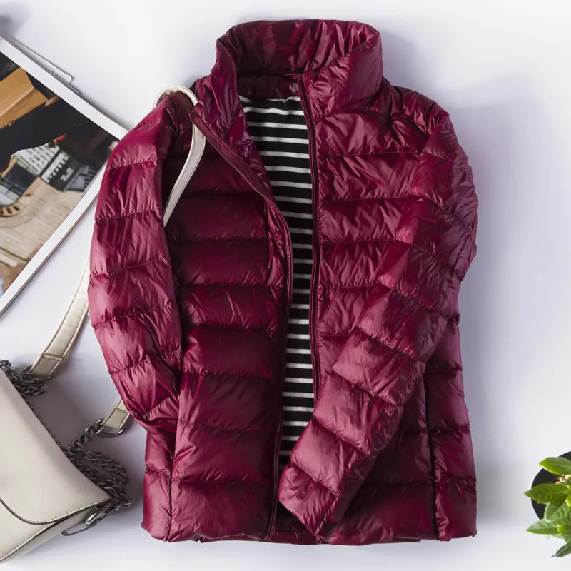 New Women Thin Down Jacket White Duck Ultralight Jackets Autumn and Winter Warm Coats M-5XL Portable Outwear Down Jacket Women