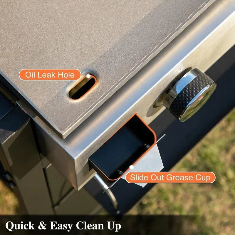 Flat Top Gas Griddle Grill with Lid 3-Burner Propane BBQ Grill Outdoor Cooking Station, Can Be Converted Into Table Top Griddle