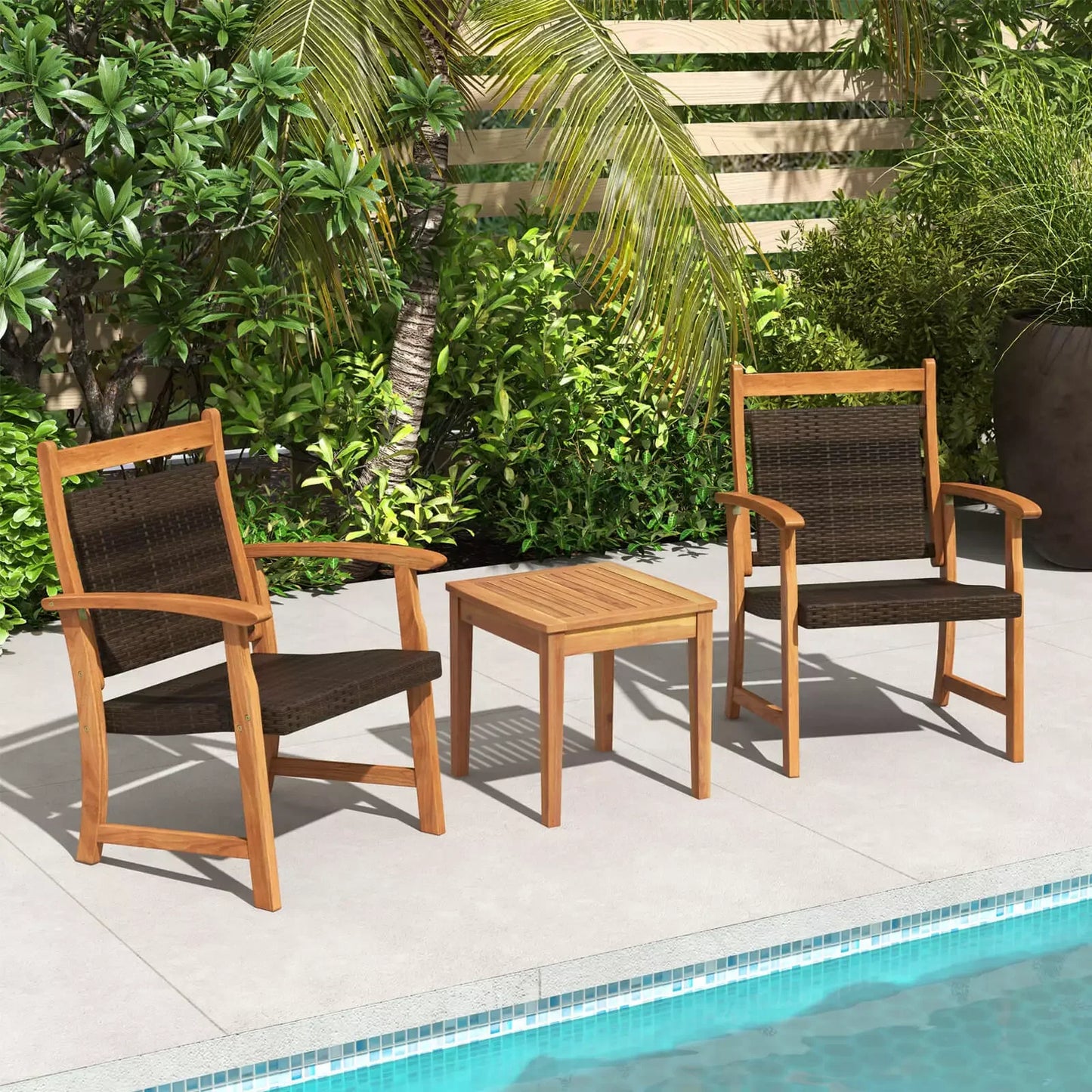 Terrace Tavern Set,Outdoor Furniture Chairs and Side Table, Weather Resistant Vine Garden Dialogue Swimming Pool Deck Balcony