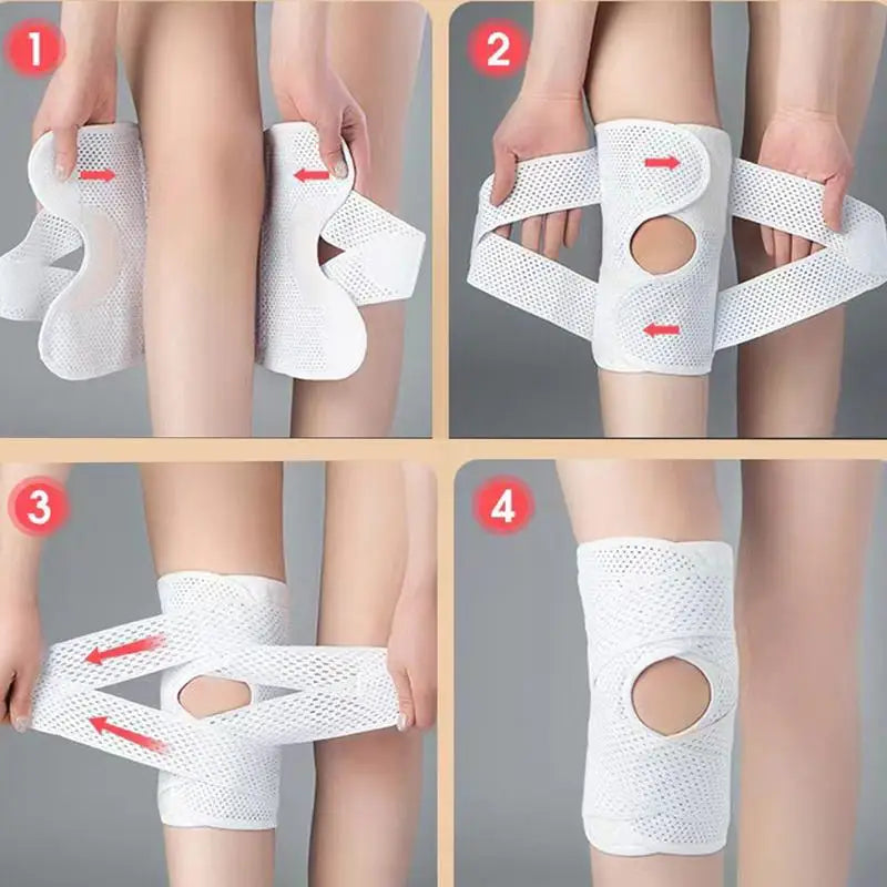 Hinged Knee Brace Adjustable Breathable Knee Compression Sleeve Wrap Non-Slip Knee Stabilizer Open Patella Support For Working