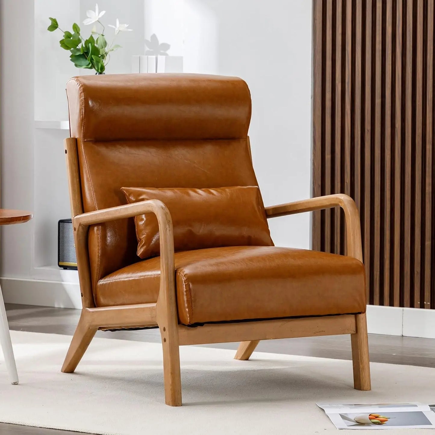 Mid Century Modern Accent Chairs Set of 2, Single Fabric Lounge Reading Armchair with Solid Wood Frame,Easy Assembly Arm Chairs