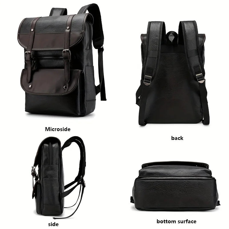 Extra-Large Capacity Mens PU Casual Backpack - Waterproof, Multifunctional, and Durable Outdoor Travel, and Leisure Activities