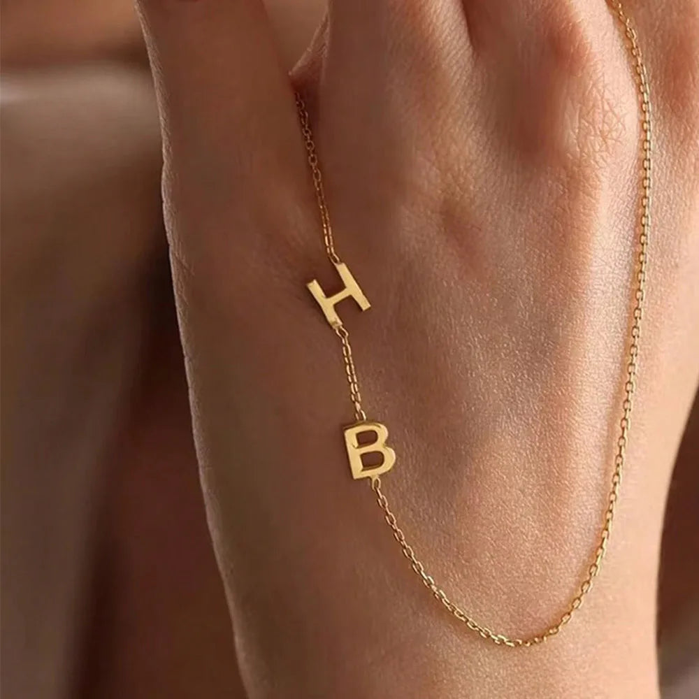 Off-Center Letter Necklace by Minimalist ,Gold Color Stainless Steel Custom Letter Necklace Sideways Initial Necklace for Mom