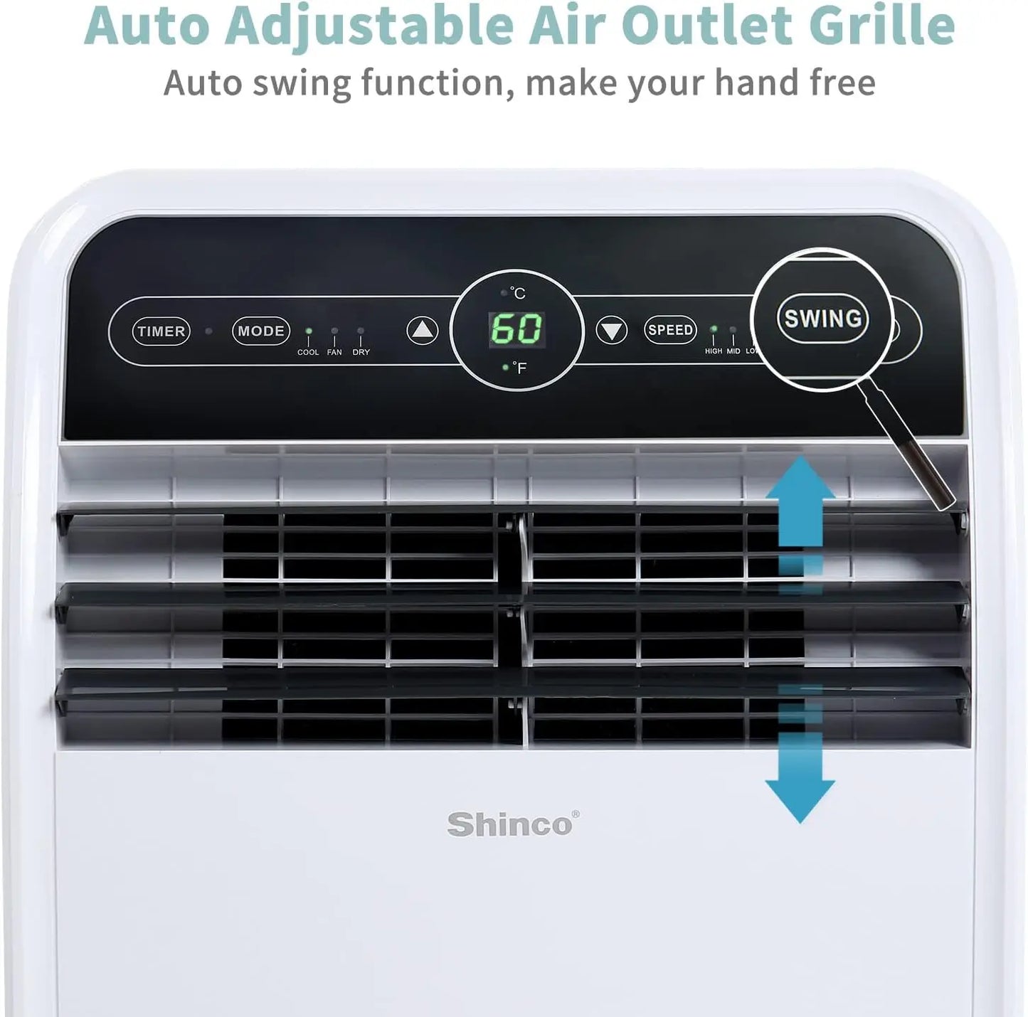 10,000 BTU Portable Air Conditioner, Portable AC Unit with Built-in Cool, Dehumidifier & Fan Modes for Room up to 300 sq.ft, RC