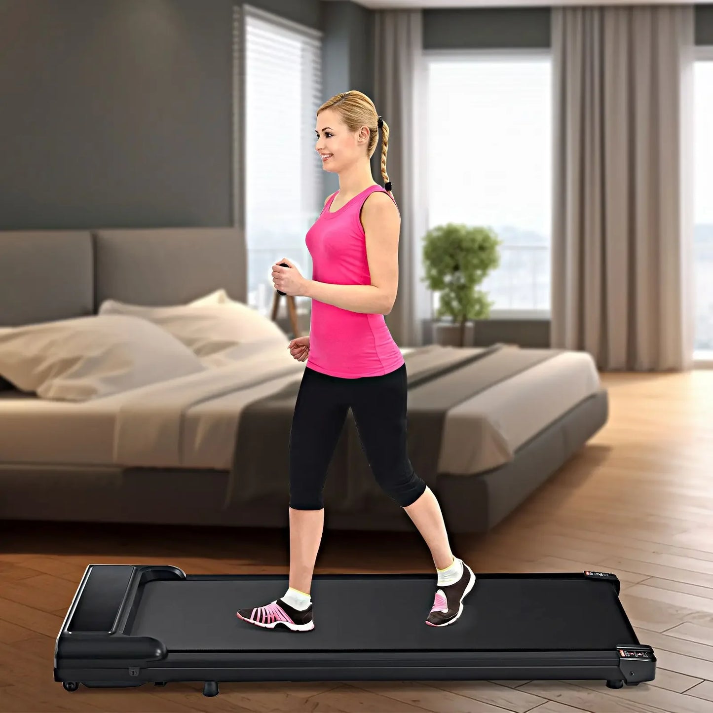 Walking Mat 300 lb Capacity, Desktop Treadmill for Home Office, 0.6 to 3.8 MPH Portable Treadmill