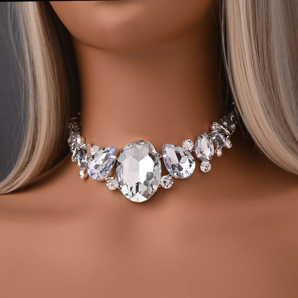Stonefans Trend Exaggerated Crystal Choker Necklace Wedding Accessories 2025 Fashion Large Rhinestone Collar Choker for Women