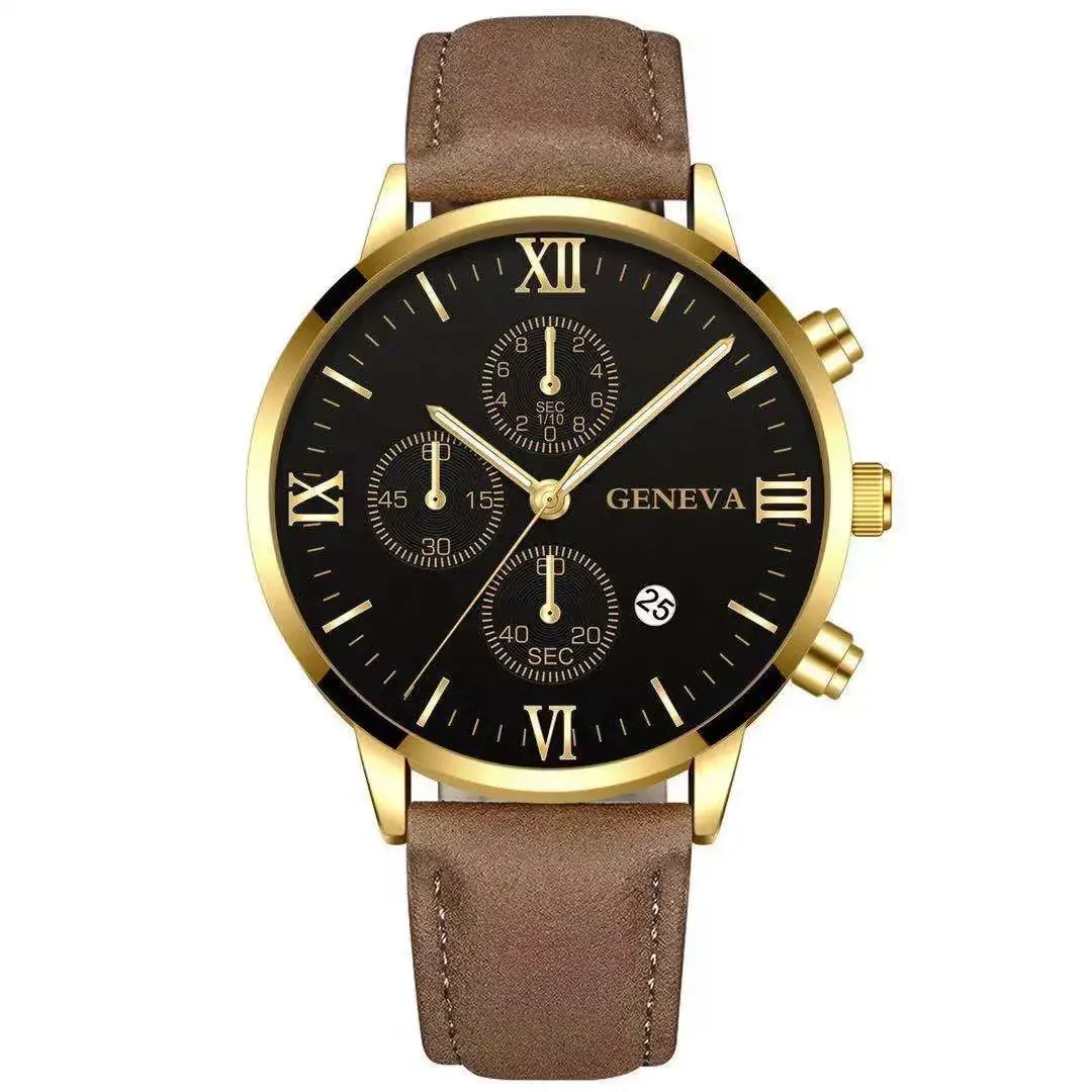 1PC Black Quartz Watch Men Roman Dial Watch Fashion Round Date Quartz Watch for Sports Relogios Masculino Relojes Para Hombres
