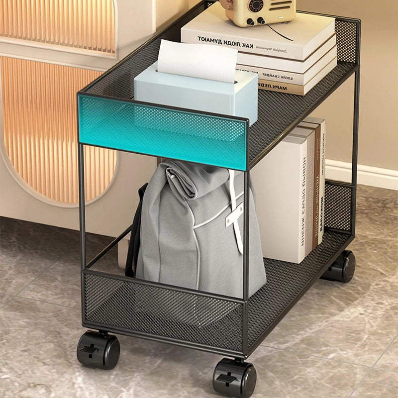 Double Layer Cart Book Storage Cabinet Office Desk Underneath Rolling File Folder Organization Tool Simple Bookshelf Rack