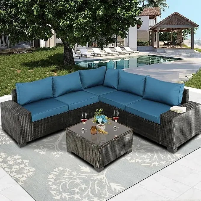 Outdoor Terrace Furniture Set, Terrace Furniture Set Including Combination Sofa, 5 Pieces Excluding Table