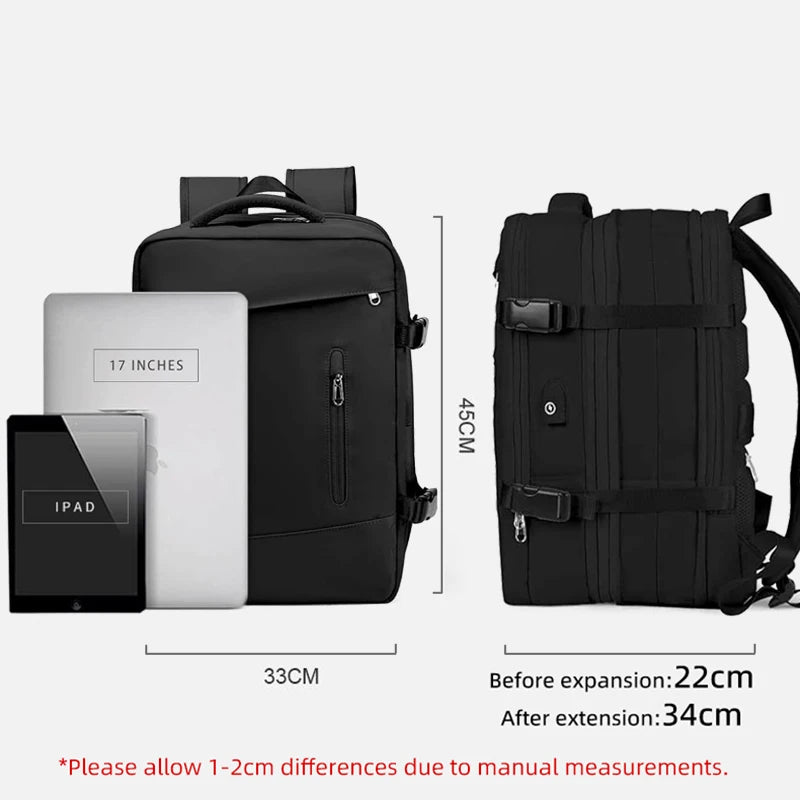 Extendible Travel Backpack Unisex Laptop Bag Women Large Luggage Bags Men's Students Business Trip USB Charge Mochila XA299C