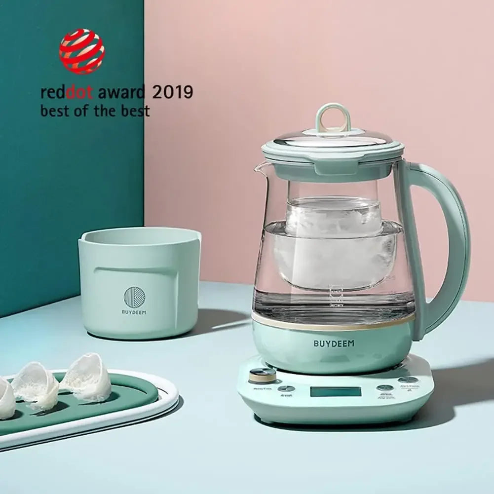 Health Pot K2763 Lite, Glass Electric Kettle for Tea & Coffee, Hot Water Boiler and Wamer with Stew Pot, Temperature Con