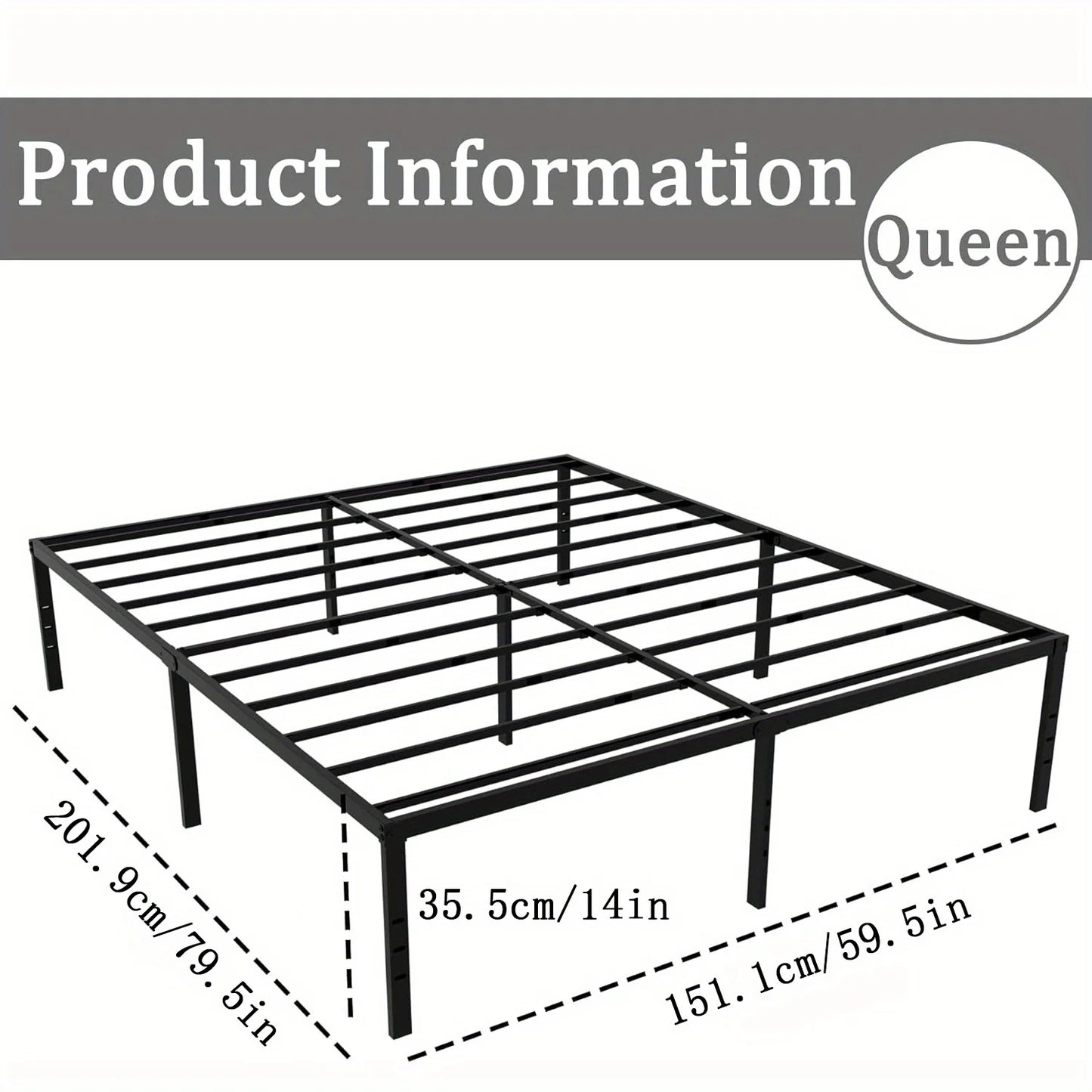 Twin Bed Frames Metal Platform Full Queen King Bed Frame 14/18 Inch Heavy Duty Metal Slat Support Underbed Storage No Box Spring