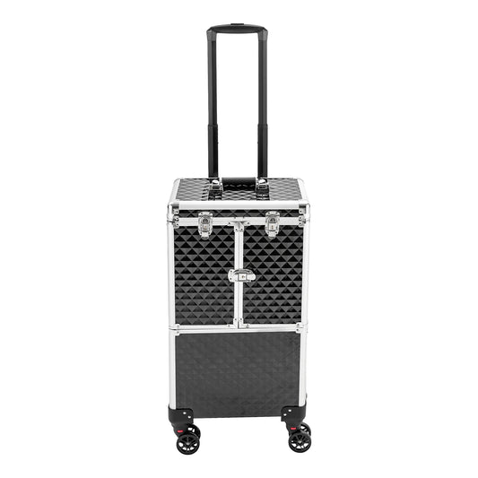 Secure and Spacious Rolling Makeup Case for Cosmetologists and Hairstylists - Easy to Clean and Transport