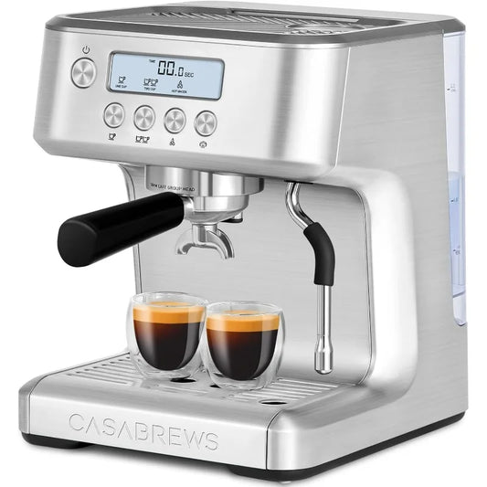 Espresso Machine with LCD Display, Barista Cappuccino Maker with Milk Frother Steam Wand, Adjustable Extraction Temperature